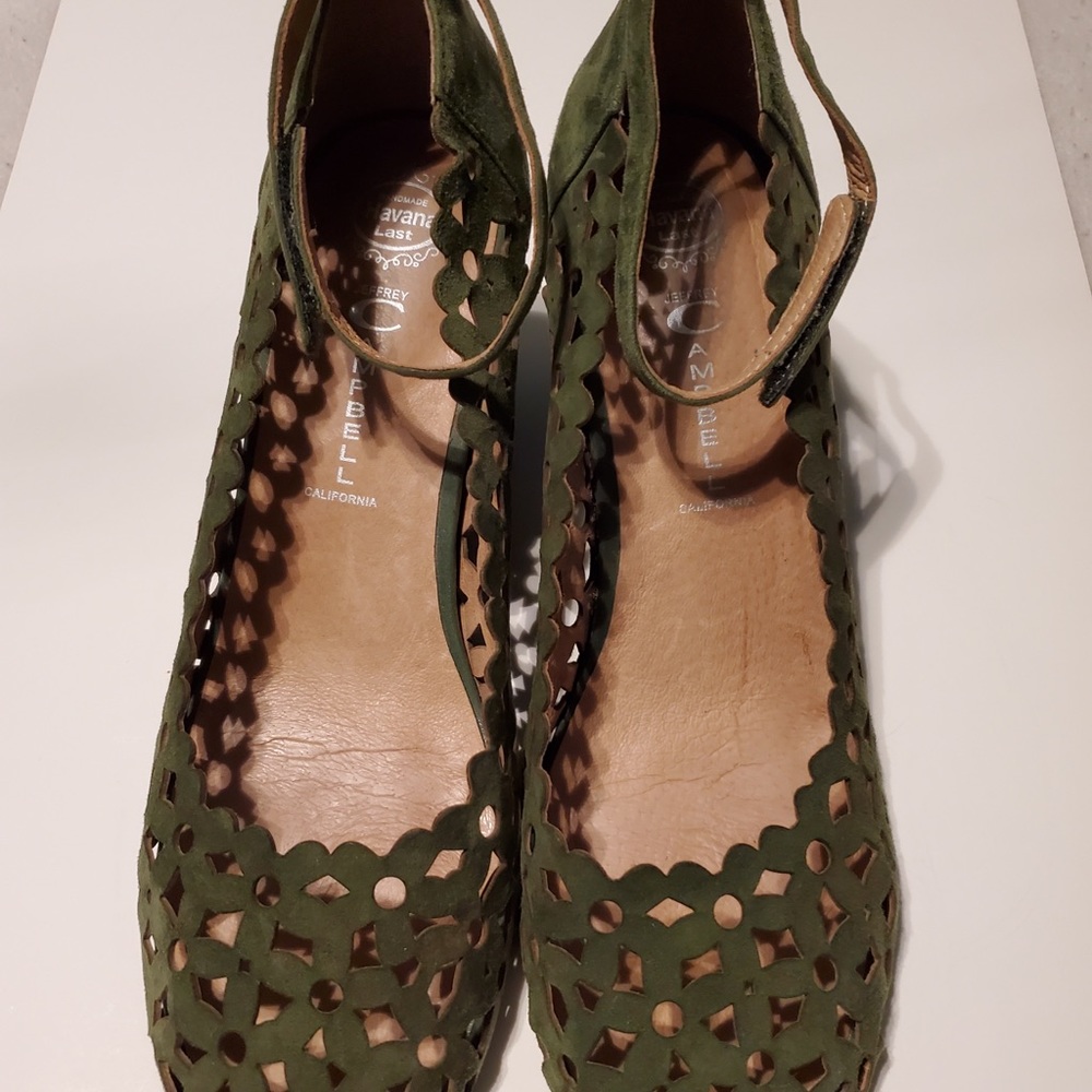 Jeffrey Campbell Green suede wedges